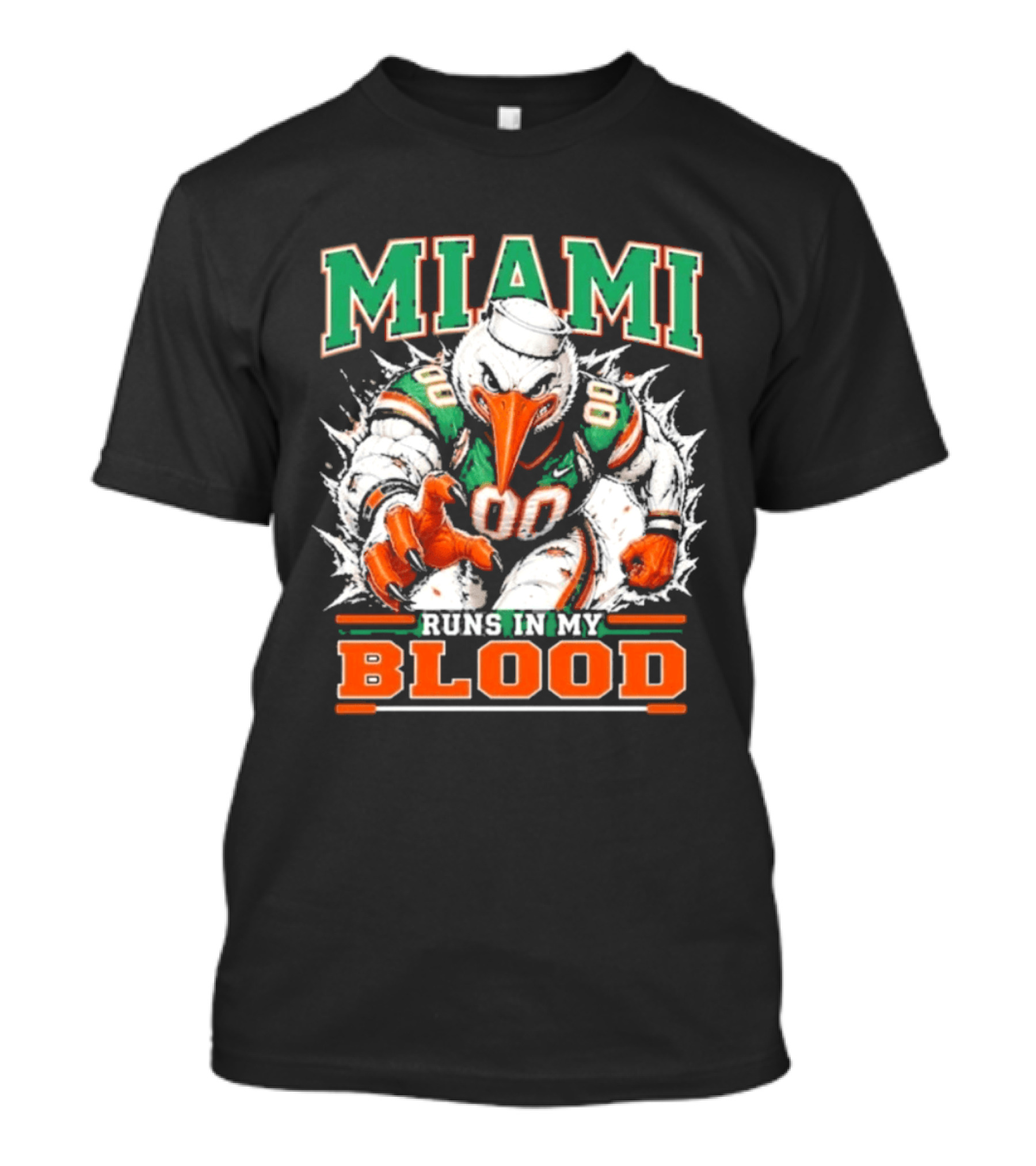 Miami Hurricanes Runs In My Blood Sebastian The Ibis NCAA Football T-Shirt