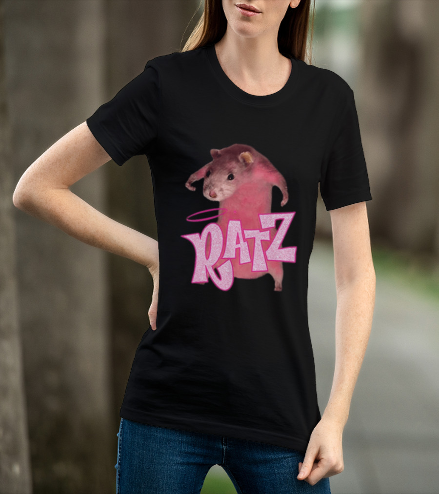 Ratz Pink Rat Meme Funny Text Bold Letters Halo T-Shirt