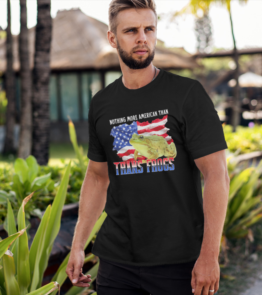 Nothing More American Than Trans Frogs Pride USA Flag Frog T-Shirt