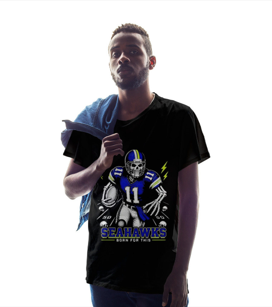 Seattle Seahawks Born For This Skeleton Football Player Team Spirit T-Shirt