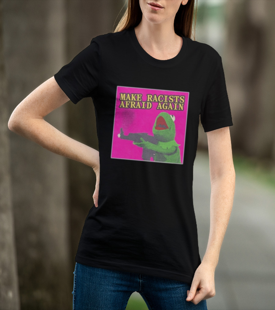 Make Racists Afraid Again Kermit Pepe Parody Pink T-Shirt