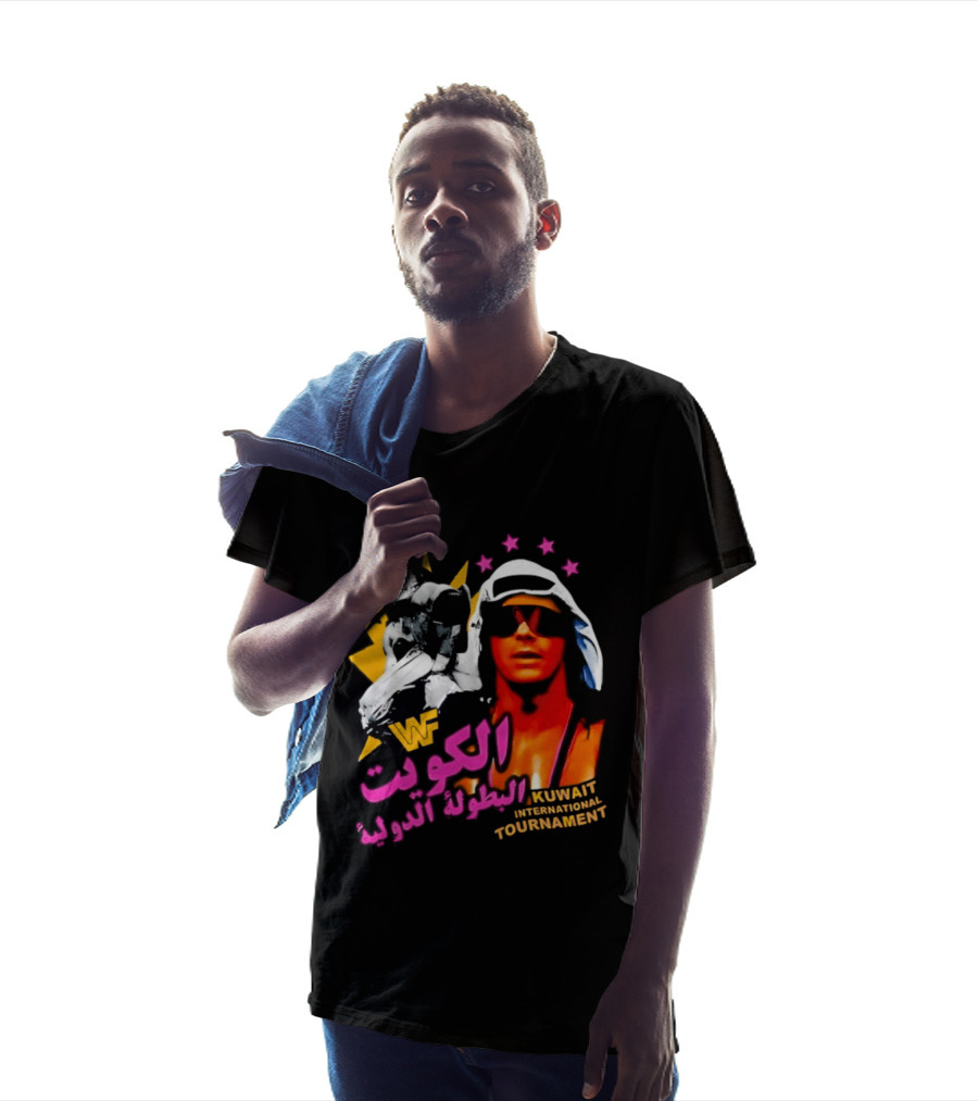 Bret Hart WWF Kuwait International Tournament Arabic Text And Stars T-Shirt