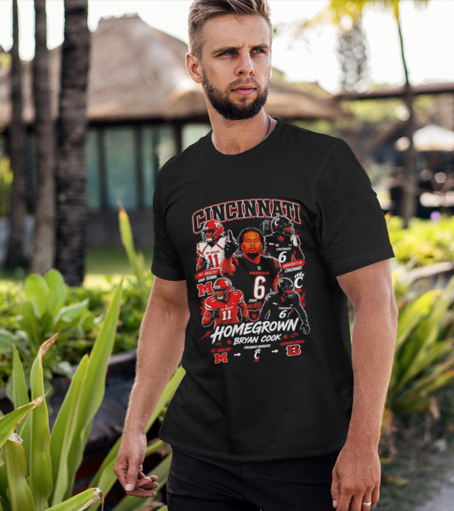 Cincinnati Bearcats Homegrown Bryan Cook University Of Cincinnati Mt. Healthy T-Shirt