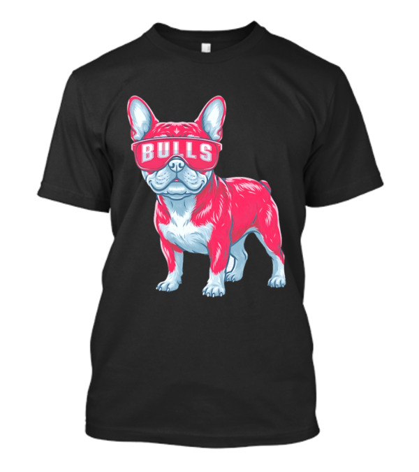 Chicago Bulls French Bulldog Wearing Bulls Glasses T-Shirt