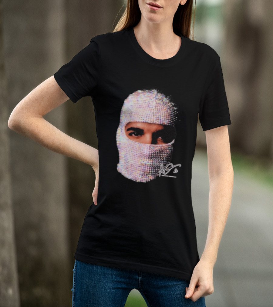Drake Iceman Mask Jewel Encrusted Balaclava T-Shirt