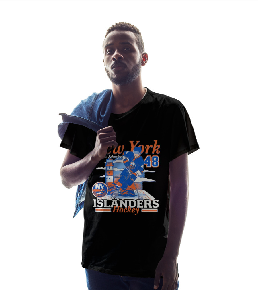 New York Islanders Hockey Matthew Schaefer 48 Player Lighthouse T-Shirt