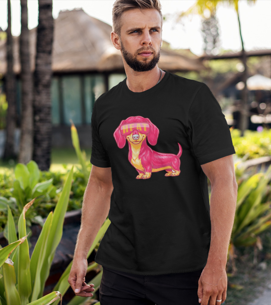 HEAT Sunglasses Dachshund Cartoon T-Shirt