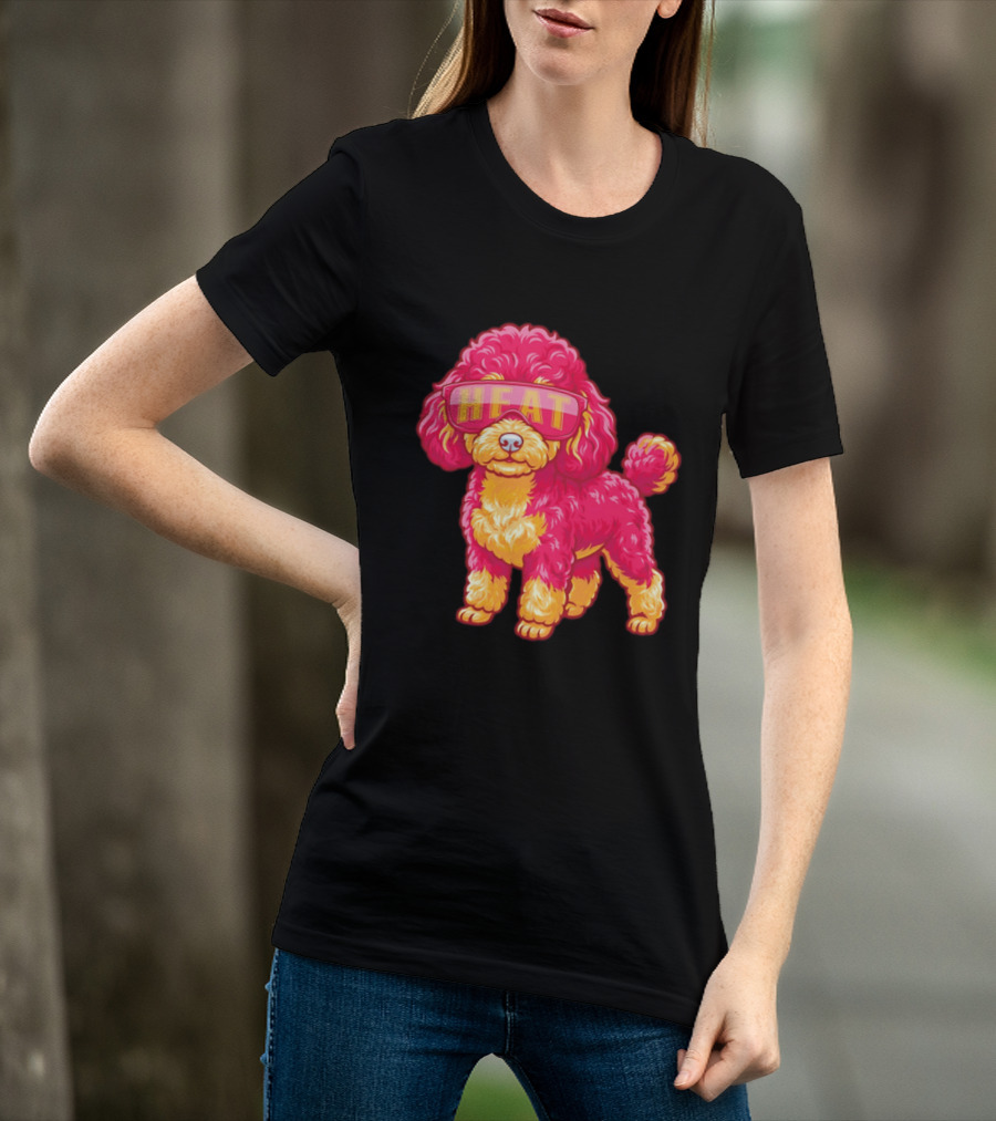 Miami Heat Teacup Poodle Cartoon HEAT Glasses T-Shirt
