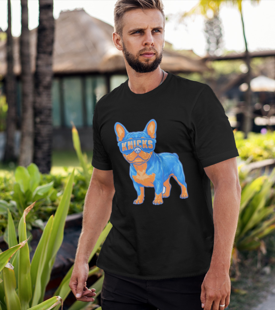 New York Knicks Bulldog Wearing Sunglasses T-Shirt