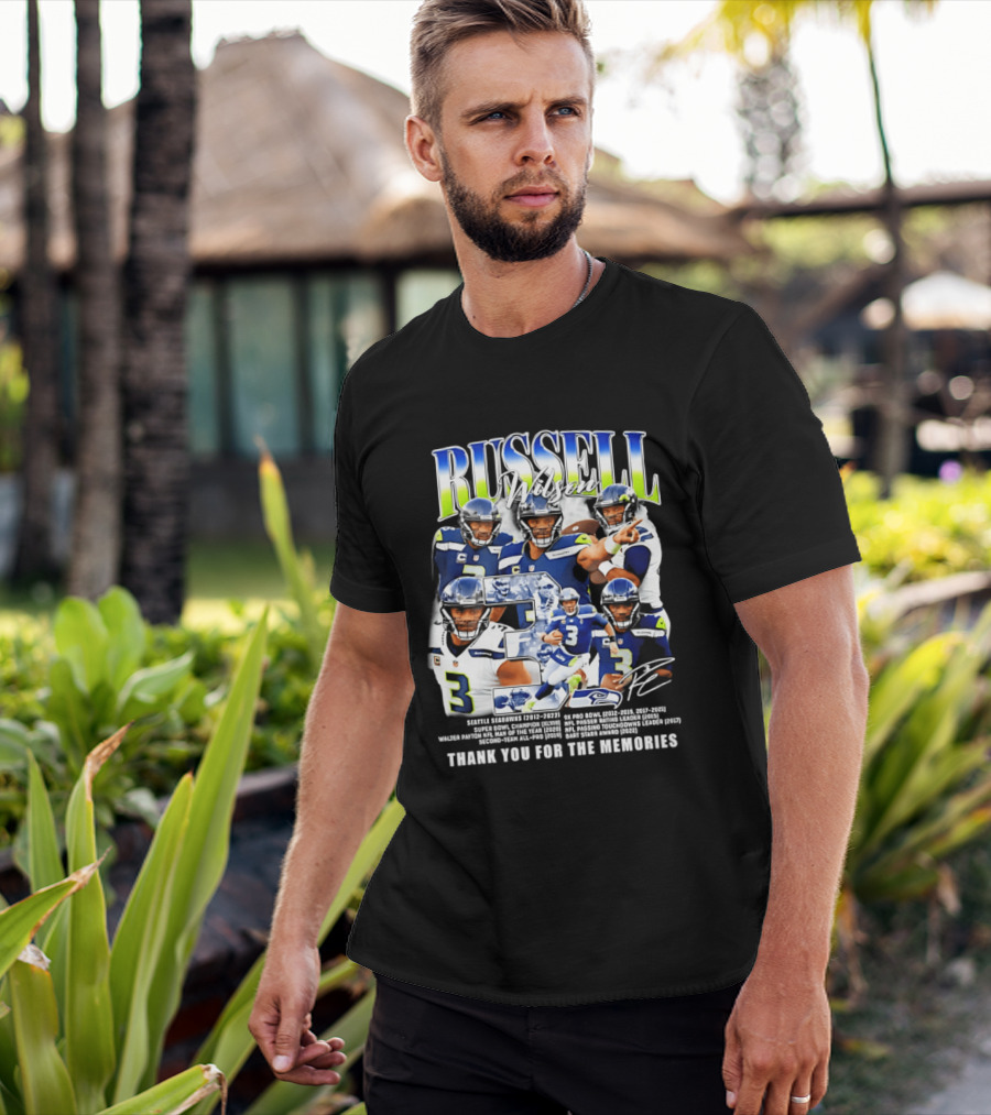 Seattle Seahawks Russell Wilson Number 3 Thank You For The Memories T-Shirt