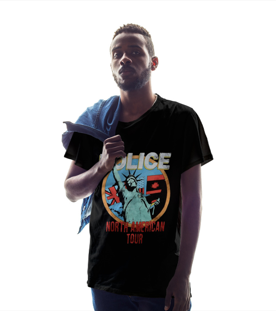 POLICE North American Tour Statue Of Liberty UK US Canada Flags T-Shirt