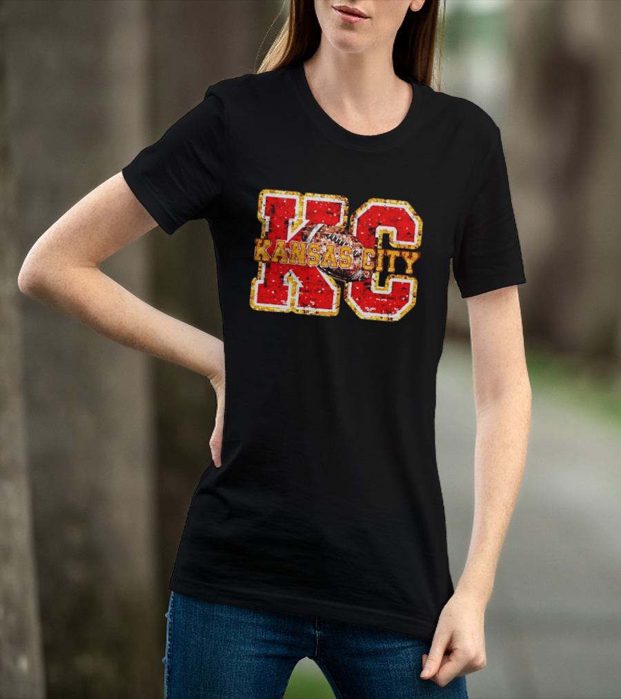 Kansas City Chiefs Football KC Faux Sequin T-Shirt