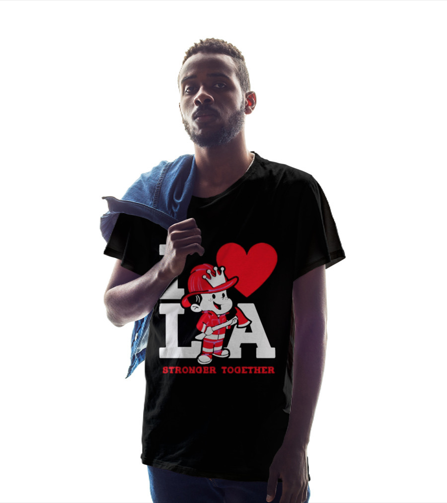 I Love LA Firefighter Stronger Together T-Shirt