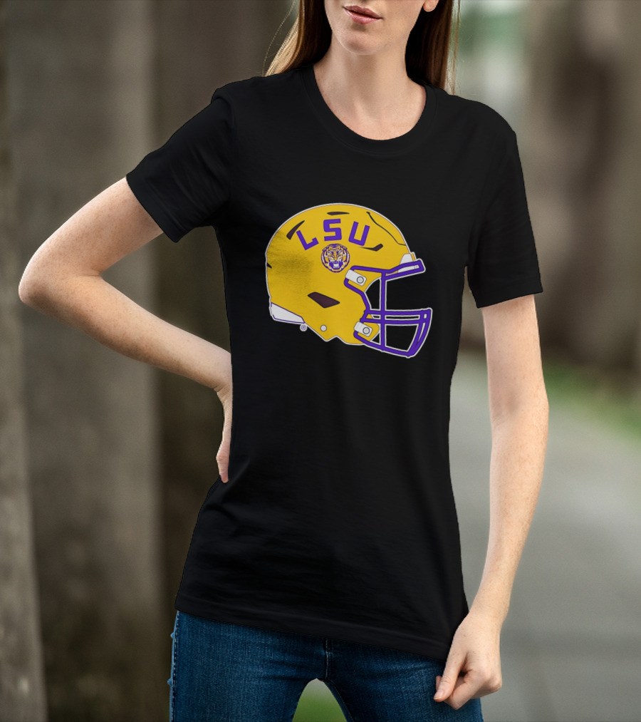 LSU Tigers Football Helmet Yellow Purple Team T-Shirt
