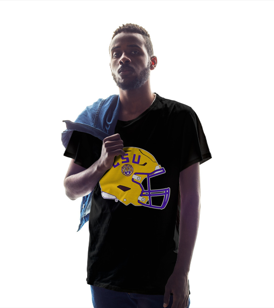 LSU Tigers Football Helmet Yellow Purple Team T-Shirt
