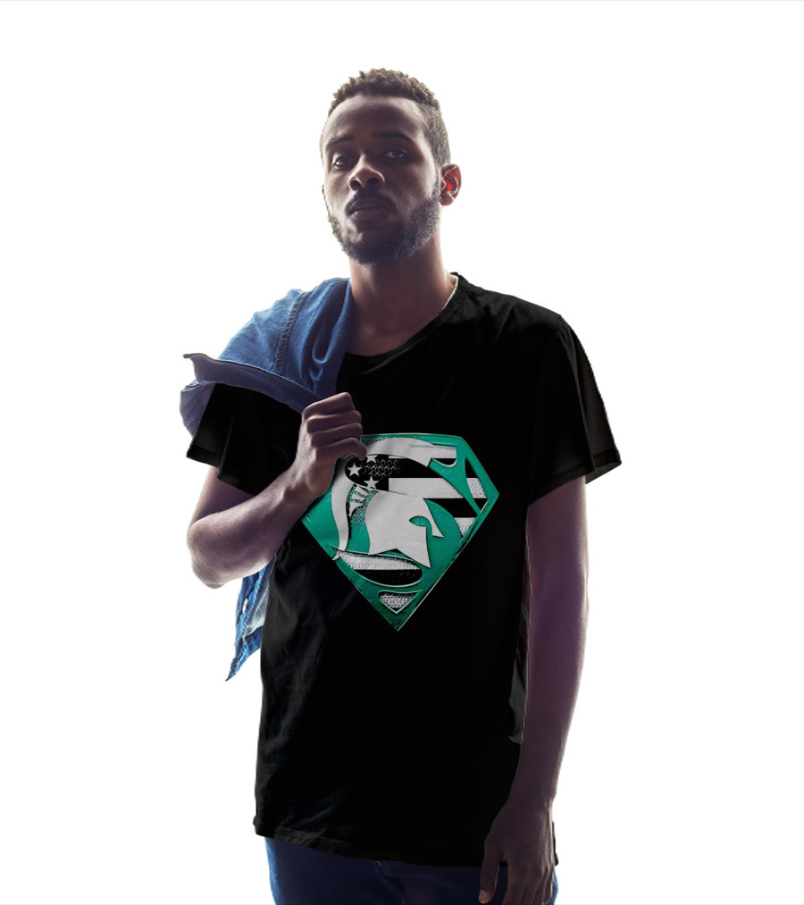 Michigan State Spartans Superman American Flag T-Shirt
