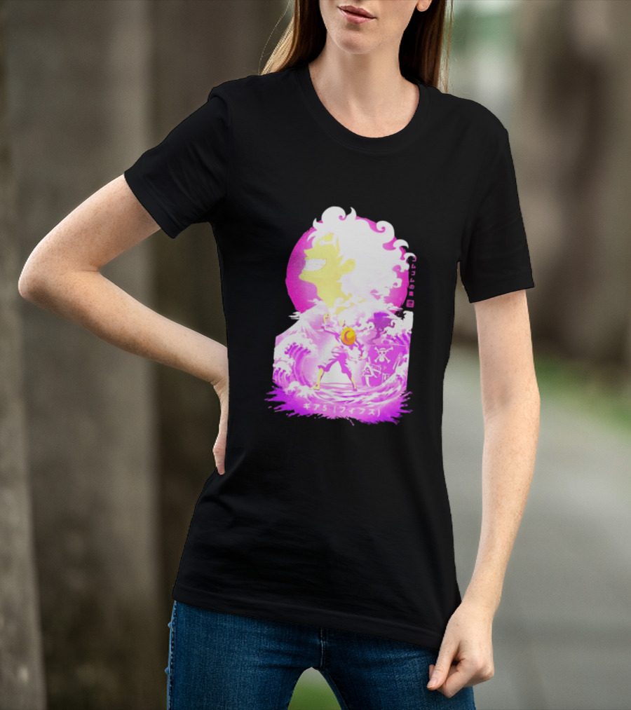 Monkey D. Luffy Gear 5 Gomu Gomu No Mi Waves One Piece Pink Aesthetic T-Shirt