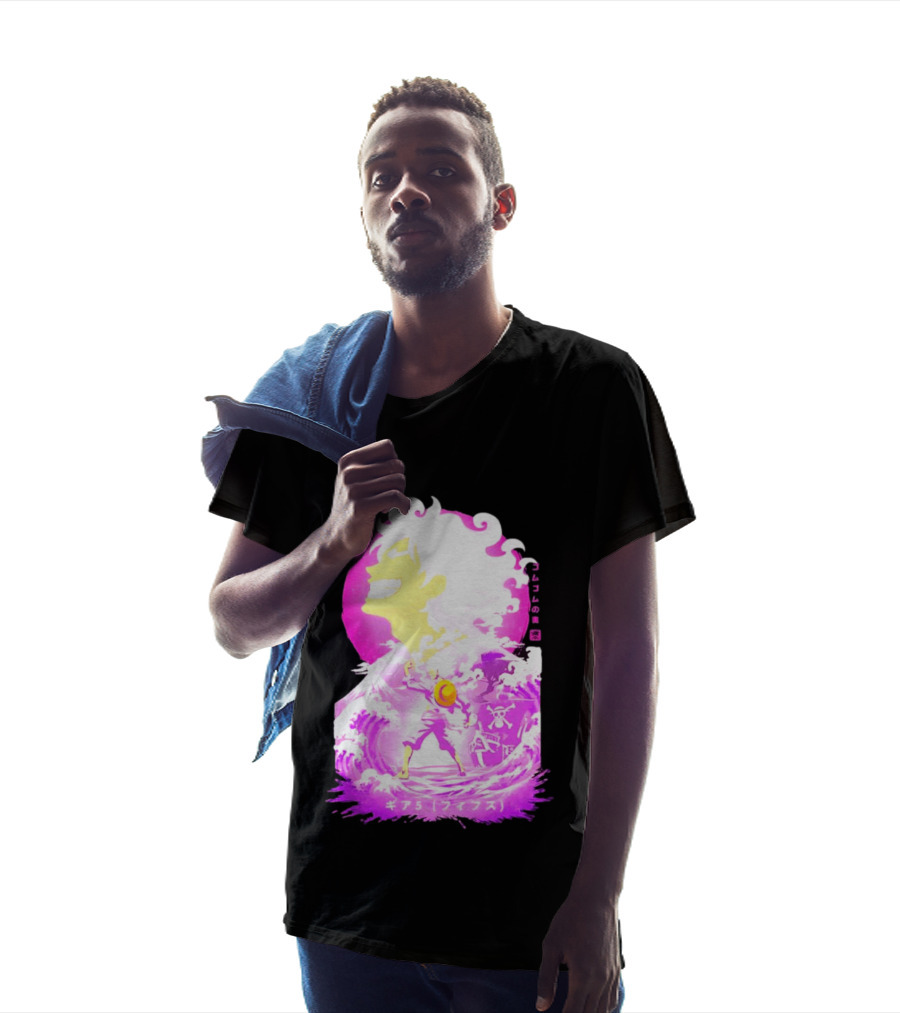 Monkey D. Luffy Gear 5 Gomu Gomu No Mi Waves One Piece Pink Aesthetic T-Shirt