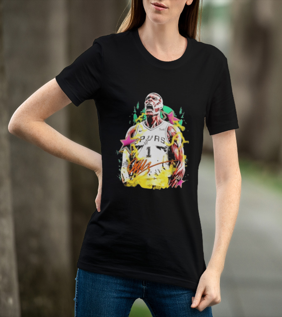 Victor Wembanyama San Antonio Spurs Attack On Titan Colossal Titan Spurs 1 Self Signature T-Shirt