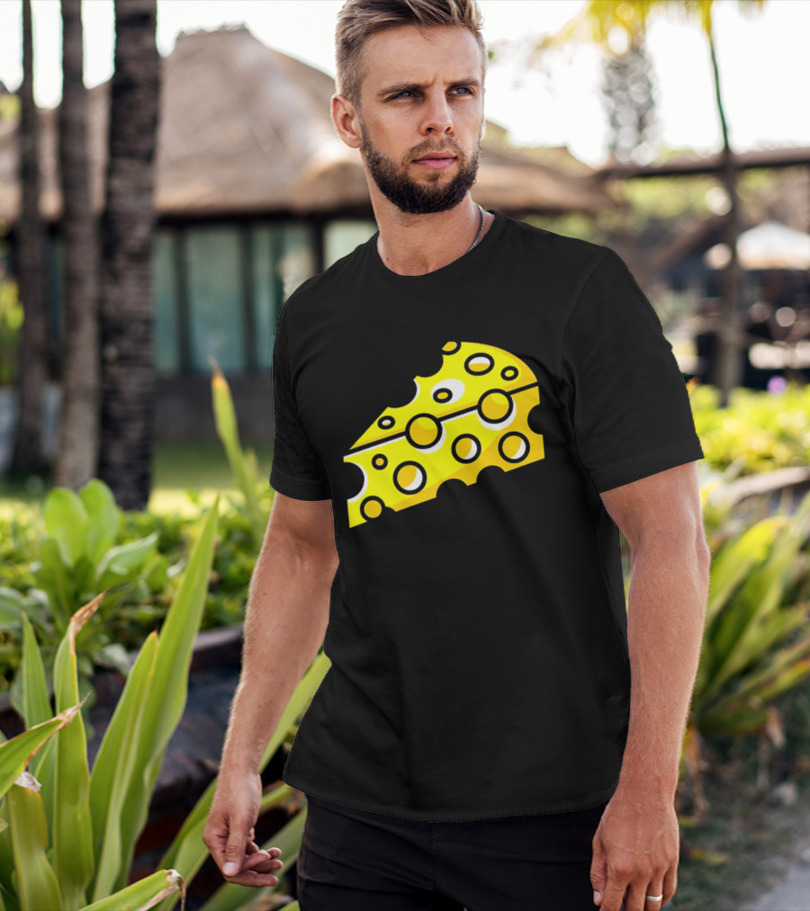 Swiss Cheese Hole Yellow Food Slice Dairy Snack Culinary T-Shirt