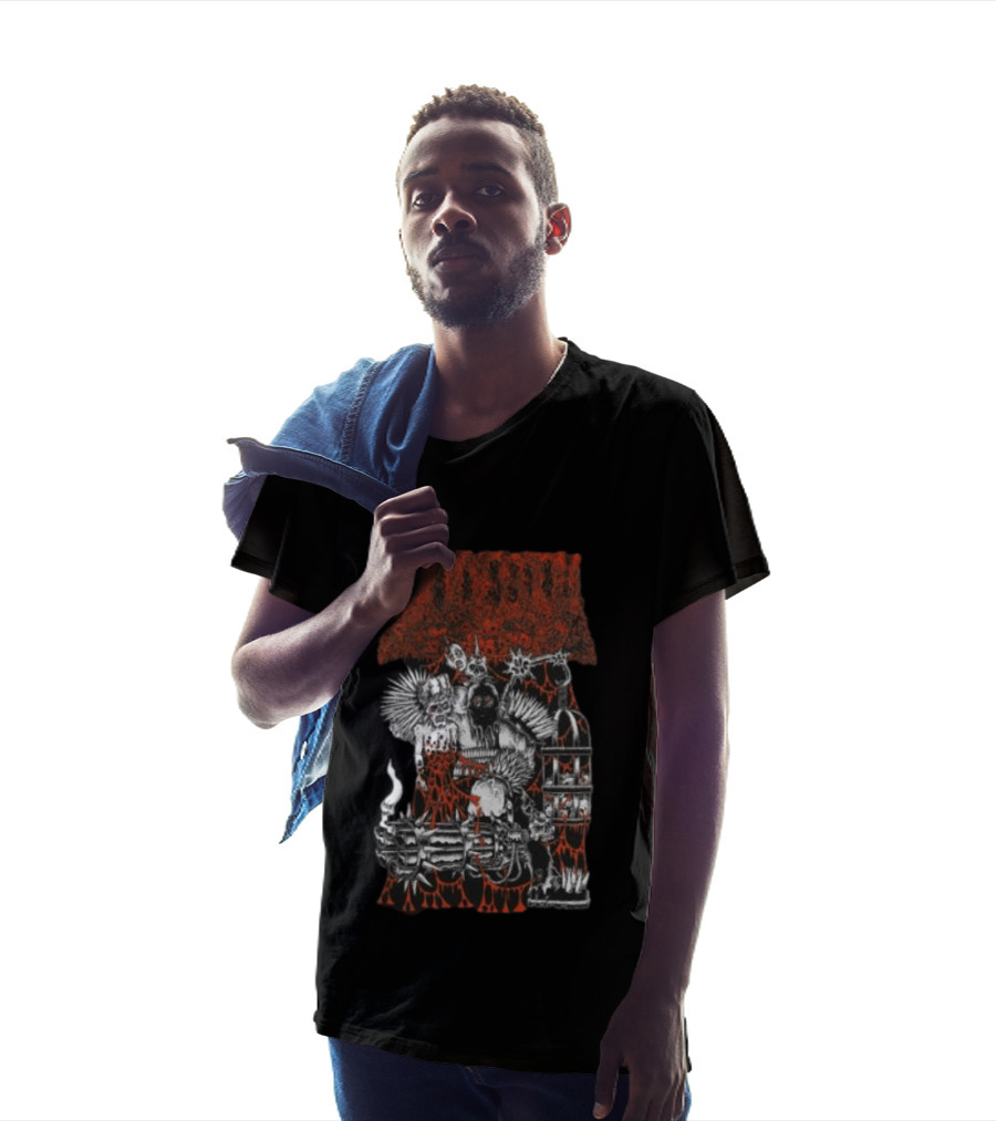 Undeath Metal Shop Grim Zombie Horror Red Black T-Shirt