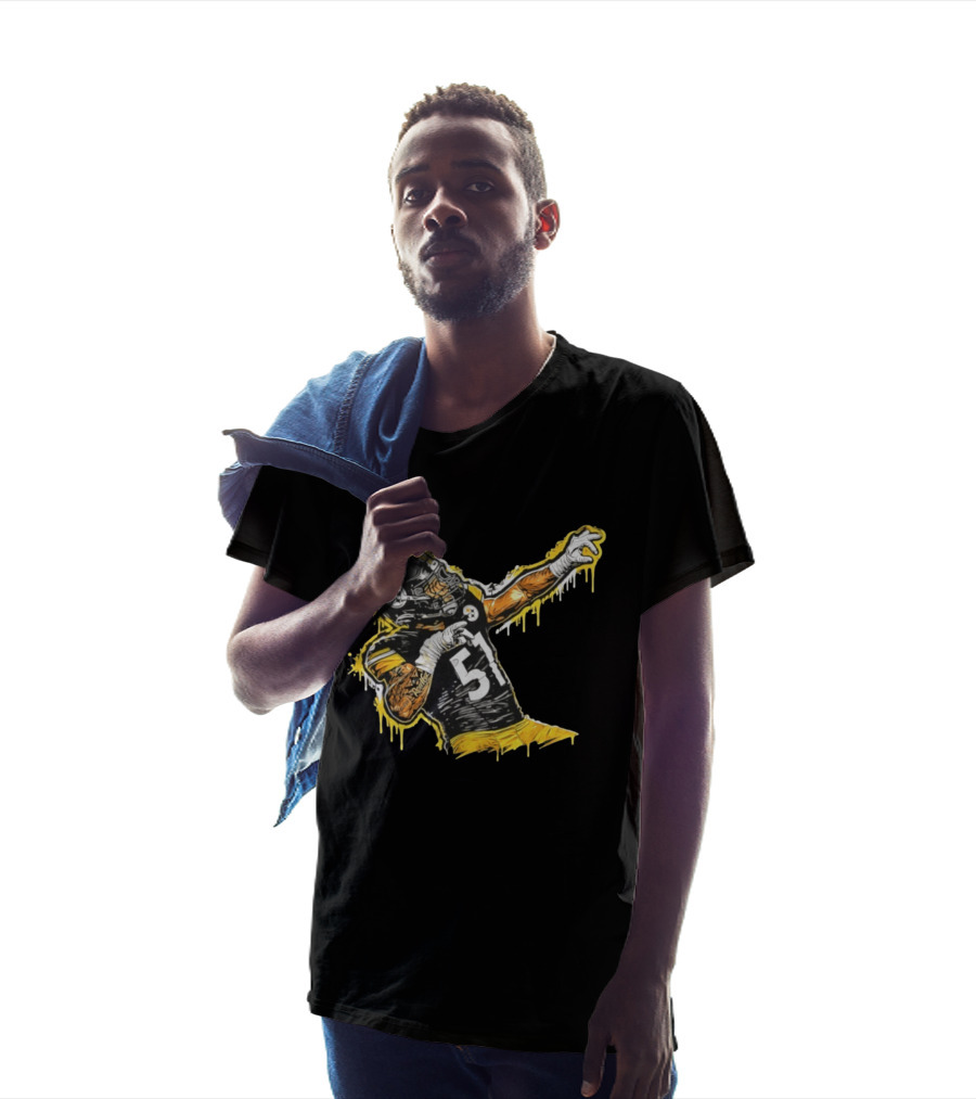 Nick Herbig 51 Pittsburgh Steelers Celebratory Pose Football Player Drawing T-Shirt