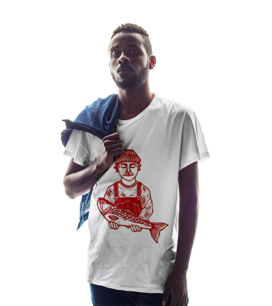 Goth Babe Fisherman Holding Fish T-Shirt