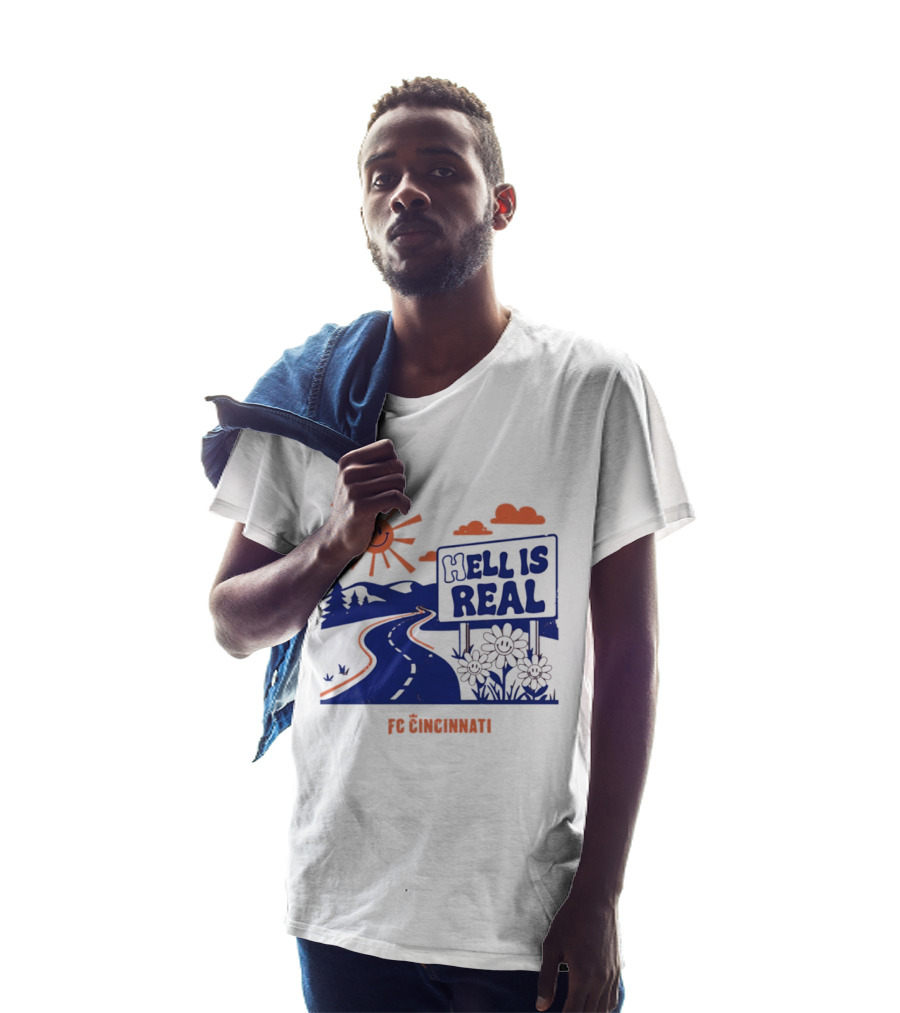 Smiling Sun Hell Is Real FC Cincinnati Road And Flowers T-Shirt