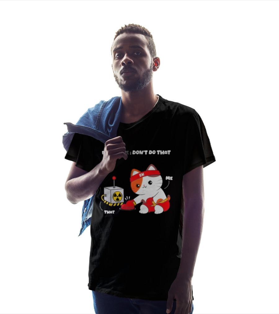 Cute Cat SK Headband Boxing Gloves Pressing Nuclear Button Don't Do That T-Shirt