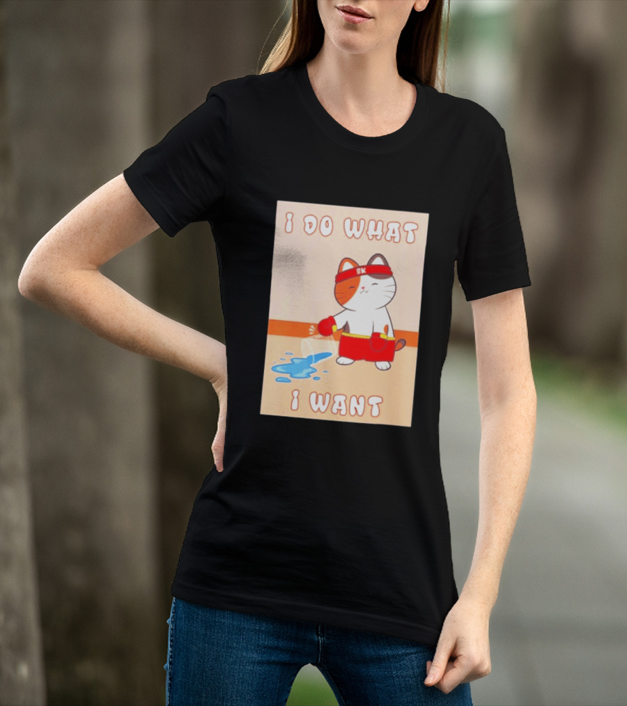 I Do What I Want Boxing Cat Spilled Water Red Gloves T-Shirt