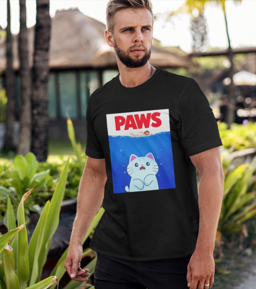 Paws Cat Parody Movie Jaws T-Shirt