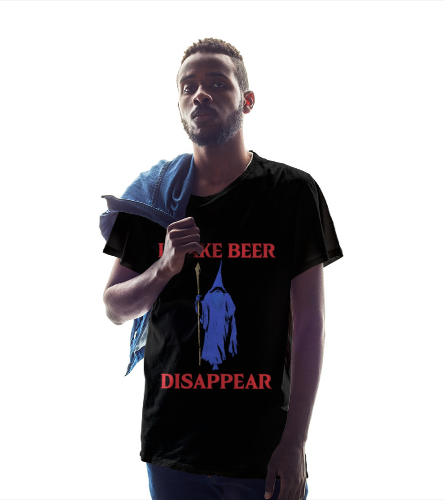 I Make Beer Disappear Wizard Drinking Costume Magic Staff T-Shirt