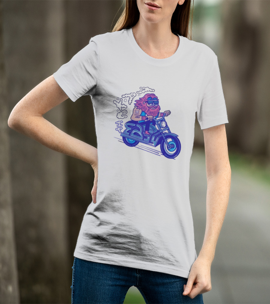Billy Biker Cartoon Motorcycle Bearded Man T-Shirt