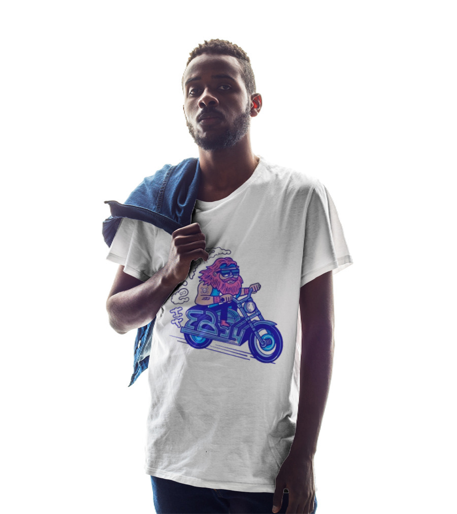 Billy Biker Cartoon Motorcycle Bearded Man T-Shirt
