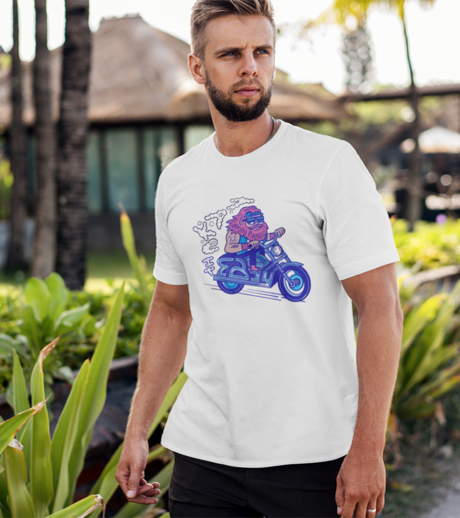 Billy Biker Cartoon Motorcycle Bearded Man T-Shirt