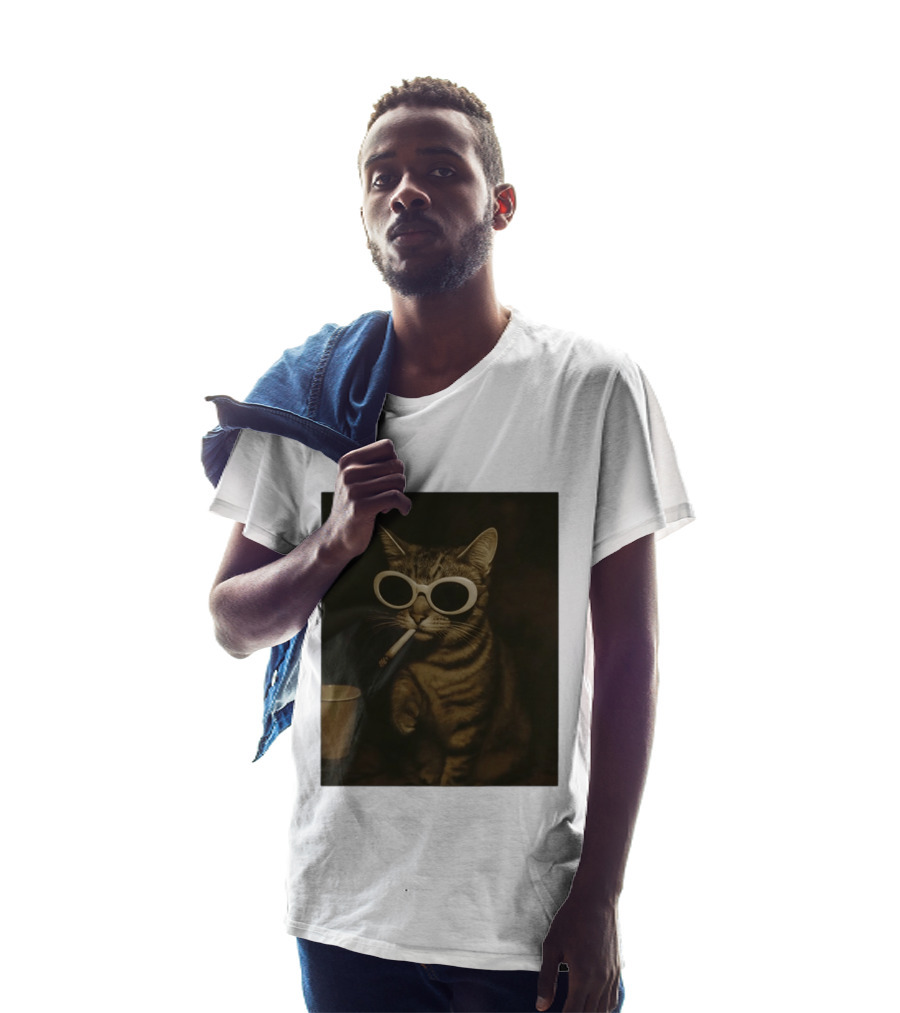 Cool Cat Smoking Sunglasses Meme Iconic Photo T-Shirt