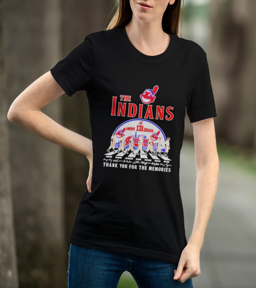 The Cleveland Indians 131st Anniversary 1894 2025 Thank You For The Memories Abbey Road Signatures T-Shirt