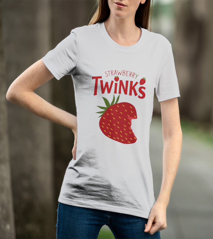 Strawberry Twinks With Bitten Strawberry Motif T-Shirt