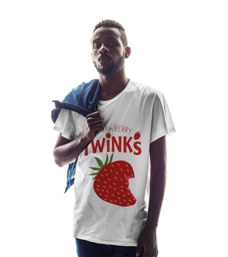 Strawberry Twinks With Bitten Strawberry Motif T-Shirt