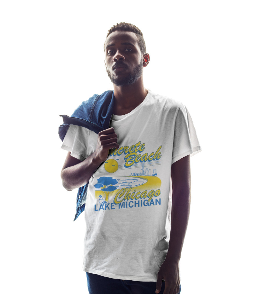 The Concrete Beach Sun Illustration Chicago Lake Michigan T-Shirt