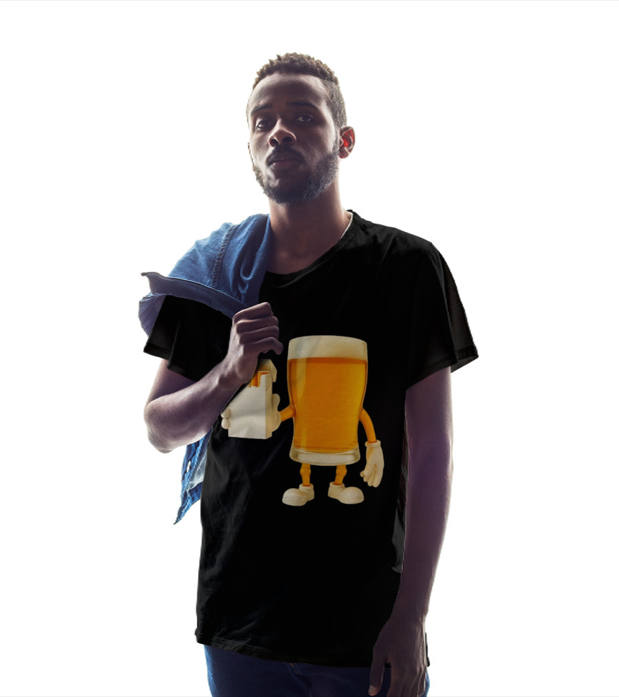 Beer Glass Holding Cigarettes Funny Drunk Cigs T-Shirt