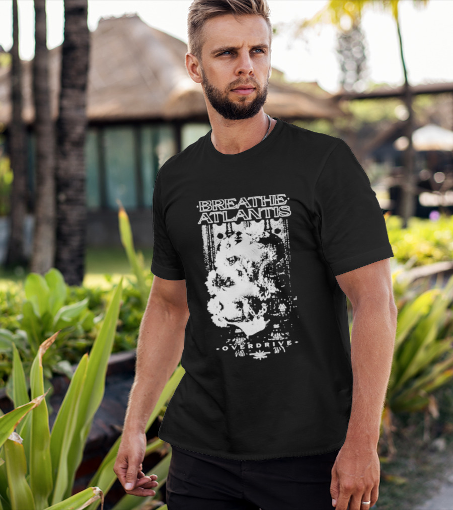 Breathe Atlantis Overdrive White Text And Skull T-Shirt