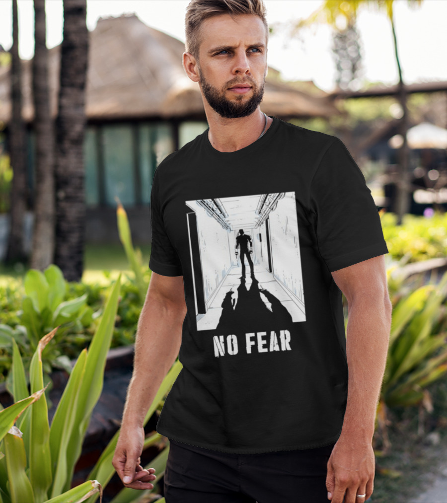 No Fear Courage Motivation Silhouette In Corridor T-Shirt
