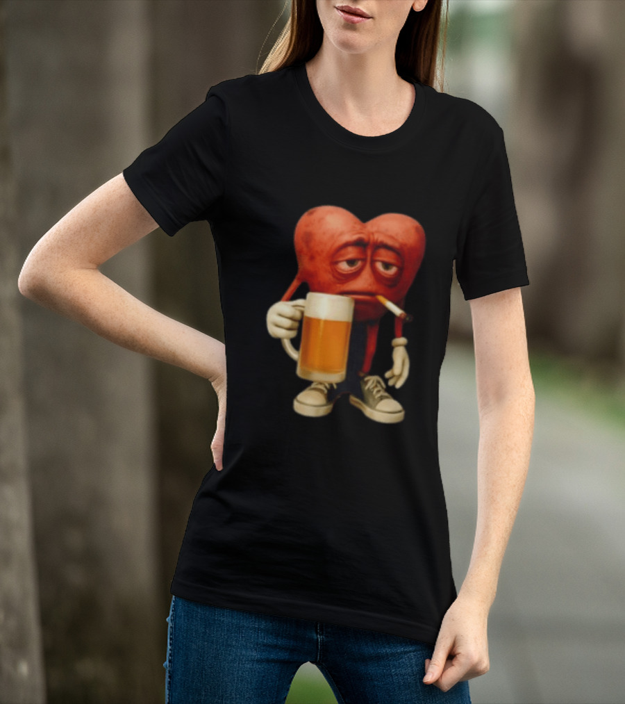 Your Heart Smoking Cigarette And Holding Beer In Sneakers T-Shirt