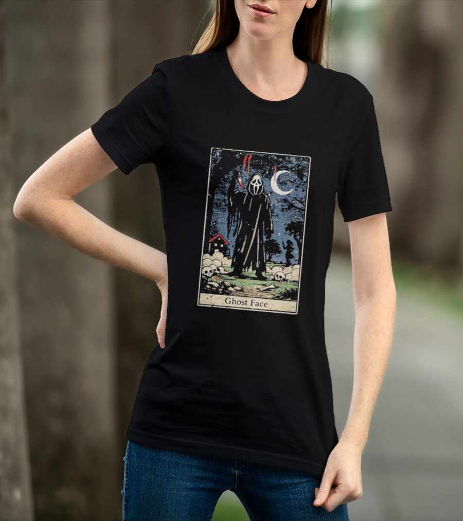 Ghost Face Scream Changes Tarot Card Crossover Halloween Horror Villain T-Shirt