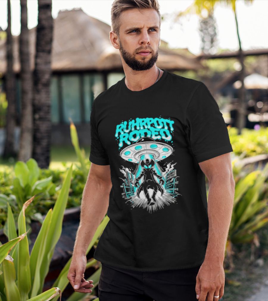 Ruhrpott Rodeo Hunxe Bottrop Alien Cowboy UFO Texas Stadium T-Shirt