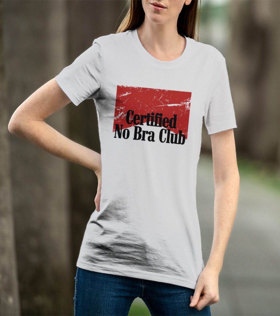 Certified No Bra Club Marlboro Parody Red Banner T-Shirt