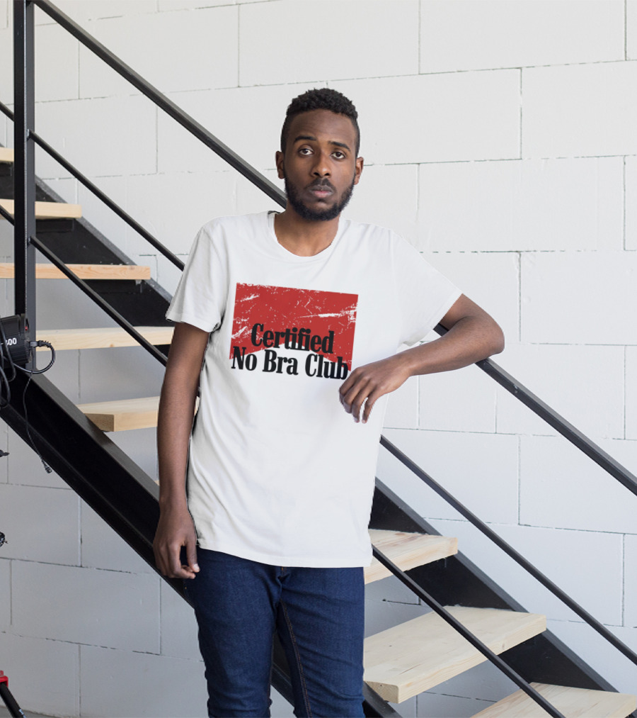 Certified No Bra Club Marlboro Parody Red Banner T-Shirt