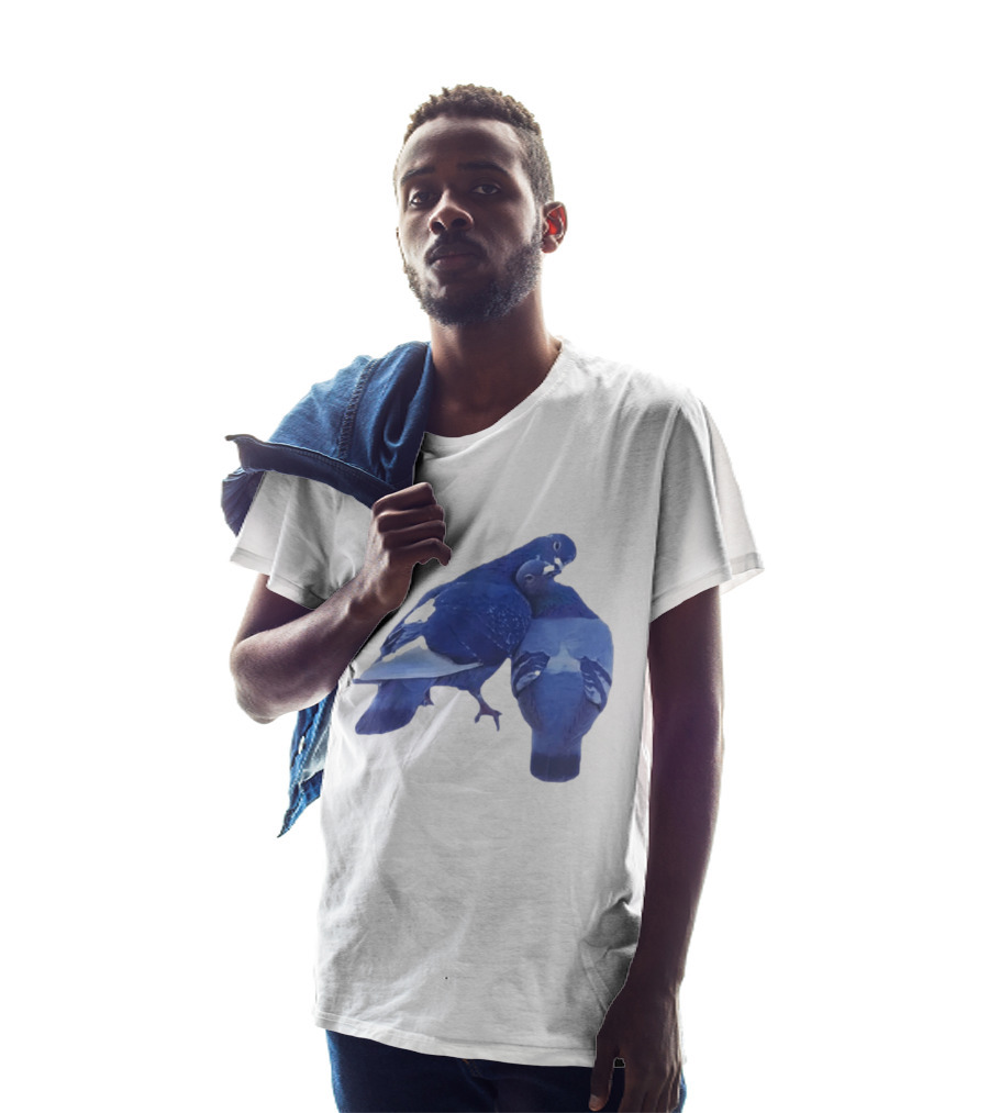 Love Doves Sports Banger Blue Pigeons Embrace T-Shirt