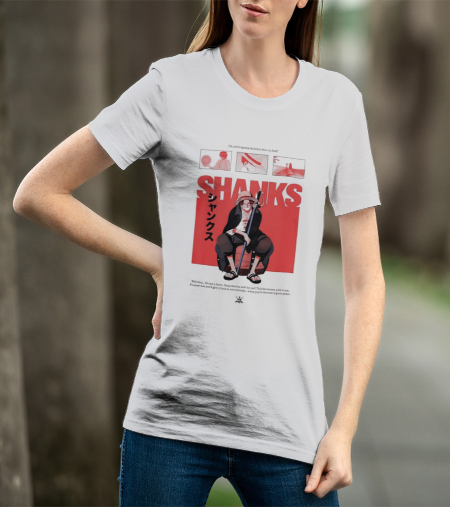 One Piece Shanks Luffy Straw Hat Pirates Manga Panels T-Shirt
